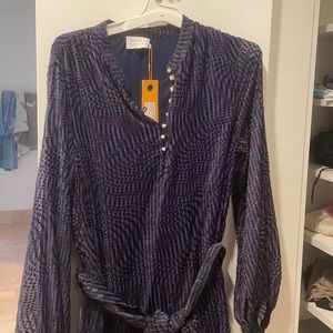 Long sleeve purple blue dress